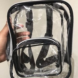 A clear small backpack